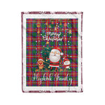 Personalized Gift Tartan Plaid Blanket Clan Hopkirk With Funny Santa Snowman Reindeer Merry Christmas Fleece Blanket, Christmas Blanket, Plaid Blanket, Tartan Blanket,Scottish Blanket