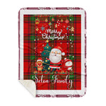 Personalized Gift Tartan Plaid Blanket Clan Seton With Funny Santa Snowman Reindeer Merry Christmas Gift Sherpa Blanket, blue plaid sherpa blanket,blue tartan sherpa blanket,Buchan,buffalo plaid sherpa blanket,christmas sherpa blanket,Christmas Throw Blanket