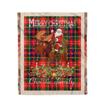Personalized Gift Plaid Tartan Blanket Clan Christie With Moose Lover Xmas Gift Santa Riding Christmas Fleece Blanket