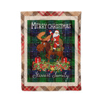 Personalized Gift Plaid Tartan Blanket Clan Stewart Old Modern With Moose Lover Xmas Gift Santa Riding Christmas Fleece Blanket