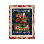Personalized Gift Plaid Tartan Blanket Clan Oliphant Modern With Moose Lover Xmas Gift Santa Riding Christmas Fleece Blanket