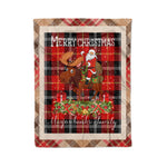 Personalized Gift Plaid Tartan Blanket Clan Marjoribanks With Moose Lover Xmas Gift Santa Riding Christmas Fleece Blanket
