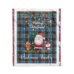 Personalized Gift Tartan Plaid Blanket Clan Anderson With Funny Santa Snowman Reindeer Merry Christmas Fleece Blanket, Home Living Room, Plaid Blanket, Tartan Blanket, Scottish Blanket, Buffalo fleece blanket, Christmas Blanket