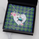 Sea Turtle Necklace Gift for My Beautiful Girlfriend Valentines Necklace Clan Haliburton Tartan Blue Turtle Necklace