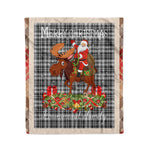 Personalized Gift Plaid Tartan Blanket Clan Drummond Grey With Moose Lover Xmas Gift Santa Riding Christmas Fleece Blanket