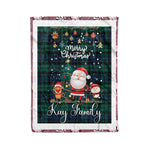 Personalized Gift Tartan Plaid Blanket Clan Kay With Funny Santa Snowman Reindeer Merry Christmas Fleece Blanket, Home Living Room, Plaid Blanket, Tartan Blanket, Scottish Blanket, Buffalo fleece blanket, Christmas Blanket