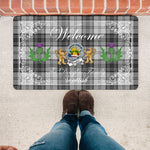 Doormat - Welcome Mat Scottish Clan Badge Douglas Grey Modern Tartan Door Mat, Plaid Doormat With Thistle and Two Lion Scottish