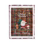 Personalized Gift Tartan Plaid Blanket Clan Innes Ancient With Funny Santa Snowman Reindeer Merry Christmas Fleece Blanket, Home Living Room, Plaid Blanket, Tartan Blanket, Scottish Blanket, Buffalo fleece blanket, Christmas Blanket