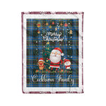 Personalized Gift Tartan Plaid Blanket Clan Cockburn With Funny Santa Snowman Reindeer Merry Christmas Fleece Blanket, Home Living Room, Plaid Blanket, Tartan Blanket, Scottish Blanket, Buffalo fleece blanket, Christmas Blanket