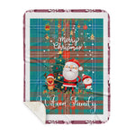 Personalized Gift Tartan Plaid Blanket Clan Wilson Ancient With Funny Santa Snowman Reindeer Merry Christmas Gift Sherpa Blanket, blue plaid sherpa blanket,blue tartan sherpa blanket,Buchan,buffalo plaid sherpa blanket,christmas sherpa blanket,Christmas Throw Blanket