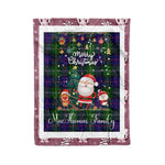Personalized Gift Tartan Plaid Blanket Clan MacThomas With Funny Santa Snowman Reindeer Merry Christmas Fleece Blanket, Home Living Room, Plaid Blanket, Tartan Blanket, Scottish Blanket, Buffalo fleece blanket, Christmas Blanket