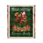 Personalized Gift Plaid Tartan Blanket Clan Primrose With Moose Lover Xmas Gift Santa Riding Christmas Fleece Blanket