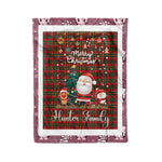 Personalized Gift Tartan Plaid Blanket Clan Hunter USA With Funny Santa Snowman Reindeer Merry Christmas Fleece Blanket, Christmas Blanket, Plaid Blanket, Tartan Blanket,Scottish Blanket