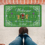 Doormat - Welcome Mat Scottish Clan Currie Tartan Door Mat, Plaid Doormat With Thistle and Two Lion Scottish