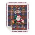 Personalized Gift Tartan Plaid Blanket Clan Fraser Hunting Modern With Funny Santa Snowman Reindeer Merry Christmas Gift Sherpa Blanket, blue plaid sherpa blanket,blue tartan sherpa blanket,Buchan,buffalo plaid sherpa blanket,christmas sherpa blanket,Christmas Throw Blanket