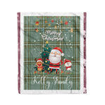 Personalized Gift Tartan Plaid Blanket Clan Kelly With Funny Santa Snowman Reindeer Merry Christmas Fleece Blanket, Home Living Room, Plaid Blanket, Tartan Blanket, Scottish Blanket, Buffalo fleece blanket, Christmas Blanket