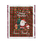 Personalized Gift Tartan Plaid Blanket Clan Innes Modern With Funny Santa Snowman Reindeer Merry Christmas Fleece Blanket, Home Living Room, Plaid Blanket, Tartan Blanket, Scottish Blanket, Buffalo fleece blanket, Christmas Blanket
