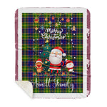 Personalized Gift Tartan Plaid Blanket Clan Arnott With Funny Santa Snowman Reindeer Merry Christmas Gift Sherpa Blanket, blue plaid sherpa blanket,blue tartan sherpa blanket,Buchan,buffalo plaid sherpa blanket,christmas sherpa blanket,Christmas Throw Blanket