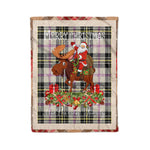 Personalized Gift Plaid Tartan Blanket Clan MacPherson Dress Ancient With Moose Lover Xmas Gift Santa Riding Christmas Fleece Blanket