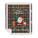 Personalized Gift Tartan Plaid Blanket Clan MacLaren Weathered With Funny Santa Snowman Reindeer Merry Christmas Gift Sherpa Blanket, blue plaid sherpa blanket,blue tartan sherpa blanket,Buchan,buffalo plaid sherpa blanket,christmas sherpa blanket,Christmas Throw Blanket