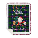 Personalized Gift Tartan Plaid Blanket Clan Shaw Modern With Funny Santa Snowman Reindeer Merry Christmas Gift Sherpa Blanket, blue plaid sherpa blanket,blue tartan sherpa blanket,Buchan,buffalo plaid sherpa blanket,christmas sherpa blanket,Christmas Throw Blanket