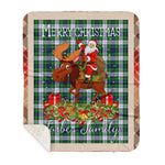 Personalized Gift Plaid Tartan Blanket Clan Forbes Dress With Moose Lover Xmas Gift Santa Riding Buffalo Plaid Christmas Sherpa Blanket