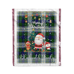 Personalized Gift Tartan Plaid Blanket Clan Blackwatch Dress Modern With Funny Santa Snowman Reindeer Merry Christmas Fleece Blanket, Home Living Room, Plaid Blanket, Tartan Blanket, Scottish Blanket, Buffalo fleece blanket, Christmas Blanket