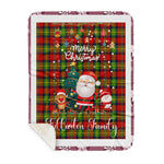 Personalized Gift Tartan Plaid Blanket Clan Fullarton With Funny Santa Snowman Reindeer Merry Christmas Gift Sherpa Blanket, blue plaid sherpa blanket,blue tartan sherpa blanket,Buchan,buffalo plaid sherpa blanket,christmas sherpa blanket,Christmas Throw Blanket