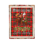 Personalized Gift Plaid Tartan Blanket Clan Butter With Moose Lover Xmas Gift Santa Riding Christmas Fleece Blanket