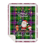 Personalized Gift Tartan Plaid Blanket Clan Selkirk With Funny Santa Snowman Reindeer Merry Christmas Gift Sherpa Blanket, blue plaid sherpa blanket,blue tartan sherpa blanket,Buchan,buffalo plaid sherpa blanket,christmas sherpa blanket,Christmas Throw Blanket