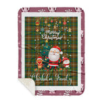 Personalized Gift Tartan Plaid Blanket Clan Chisholm Hunting With Funny Santa Snowman Reindeer Merry Christmas Gift Sherpa Blanket, blue plaid sherpa blanket,blue tartan sherpa blanket,Buchan,buffalo plaid sherpa blanket,christmas sherpa blanket,Christmas Throw Blanket