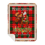 Personalized Gift Plaid Tartan Blanket Clan Kerr Modern With Moose Lover Xmas Gift Santa Riding Buffalo Plaid Christmas Sherpa Blanket