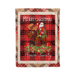 Personalized Gift Plaid Tartan Blanket Clan Munro Modern With Moose Lover Xmas Gift Santa Riding Christmas Fleece Blanket
