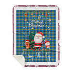Personalized Gift Tartan Plaid Blanket Clan Laing Hunting With Funny Santa Snowman Reindeer Merry Christmas Gift Sherpa Blanket, blue plaid sherpa blanket,blue tartan sherpa blanket,Buchan,buffalo plaid sherpa blanket,christmas sherpa blanket,Christmas Throw Blanket