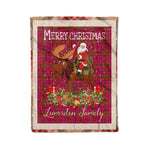 Personalized Gift Plaid Tartan Blanket Clan Lumsden Of Clova With Moose Lover Xmas Gift Santa Riding Christmas Fleece Blanket