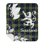 Sherpa Blanket - Tartan Blanket Thistle and Lion Scottish Clan Colquhoun Modern Plaid Blanket, plaid sherpa blanket queen,purple sherpa blanket,queen sherpa blanket,queen size sherpa blanket,red sherpa blanket,scottish tartan blankets,sherpa blanket,sherpa christmas blanket