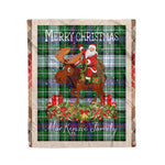 Personalized Gift Plaid Tartan Blanket Clan MacKenzie Dress Modern With Moose Lover Xmas Gift Santa Riding Christmas Fleece Blanket