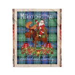 Personalized Gift Plaid Tartan Blanket Clan Sutherland Old Ancient With Moose Lover Xmas Gift Santa Riding Christmas Fleece Blanket
