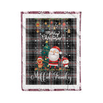Personalized Gift Tartan Plaid Blanket Clan Moffat With Funny Santa Snowman Reindeer Merry Christmas Fleece Blanket, Home Living Room, Plaid Blanket, Tartan Blanket, Scottish Blanket, Buffalo fleece blanket, Christmas Blanket