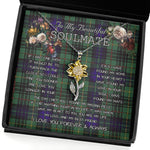 To My Beautiful Soulmate Sunflower Necklace In Your Eyes I Have Found My Home Clan Monteith Modern Tartan Jewelry For Girlfriend, Tartan Sunflower Pendant Necklace, Scottish Tartan Jewelry, valentine necklace, necklace girlfriend, necklace for wife, cute necklaces for girlfriend, jewelry for girlfriend, to my soulmate necklace, to my future wife necklace