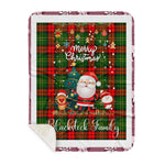 Personalized Gift Tartan Plaid Blanket Clan Blackstock With Funny Santa Snowman Reindeer Merry Christmas Gift Sherpa Blanket, blue plaid sherpa blanket,blue tartan sherpa blanket,Buchan,buffalo plaid sherpa blanket,christmas sherpa blanket,Christmas Throw Blanket