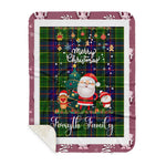 Personalized Gift Tartan Plaid Blanket Clan Forsyth With Funny Santa Snowman Reindeer Merry Christmas Gift Sherpa Blanket, blue plaid sherpa blanket,blue tartan sherpa blanket,Buchan,buffalo plaid sherpa blanket,christmas sherpa blanket,Christmas Throw Blanket