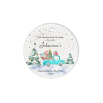 Scotstee Shop - Personalize Name Family Blue Truck First Christmas as Mr and Mrs Ceramic Ornament