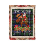 Personalized Gift Plaid Tartan Blanket Clan Galbraith Modern With Moose Lover Xmas Gift Santa Riding Christmas Fleece Blanket