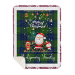 Personalized Gift Tartan Plaid Blanket Clan Montgomery Modern With Funny Santa Snowman Reindeer Merry Christmas Gift Sherpa Blanket, blue plaid sherpa blanket,blue tartan sherpa blanket,Buchan,buffalo plaid sherpa blanket,christmas sherpa blanket,Christmas Throw Blanket