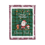 Personalized Gift Tartan Plaid Blanket Clan Duncan of Sketraw With Funny Santa Snowman Reindeer Merry Christmas Fleece Blanket, Home Living Room, Plaid Blanket, Tartan Blanket, Scottish Blanket, Buffalo fleece blanket, Christmas Blanket