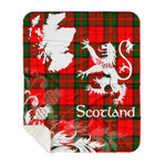 Sherpa Blanket - Tartan Blanket Thistle and Lion Scottish Clan Dunbar Modern Plaid Blanket, plaid sherpa blanket queen,purple sherpa blanket,queen sherpa blanket,queen size sherpa blanket,red sherpa blanket,scottish tartan blankets,sherpa blanket,sherpa christmas blanket
