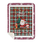 Personalized Gift Tartan Plaid Blanket Clan Graham With Funny Santa Snowman Reindeer Merry Christmas Gift Sherpa Blanket, blue plaid sherpa blanket,blue tartan sherpa blanket,Buchan,buffalo plaid sherpa blanket,christmas sherpa blanket,Christmas Throw Blanket