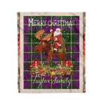 Personalized Gift Plaid Tartan Blanket Clan Taylor With Moose Lover Xmas Gift Santa Riding Christmas Fleece Blanket