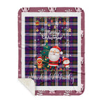 Personalized Gift Tartan Plaid Blanket Clan MacDonald Dress Modern With Funny Santa Snowman Reindeer Merry Christmas Gift Sherpa Blanket, blue plaid sherpa blanket,blue tartan sherpa blanket,Buchan,buffalo plaid sherpa blanket,christmas sherpa blanket,Christmas Throw Blanket